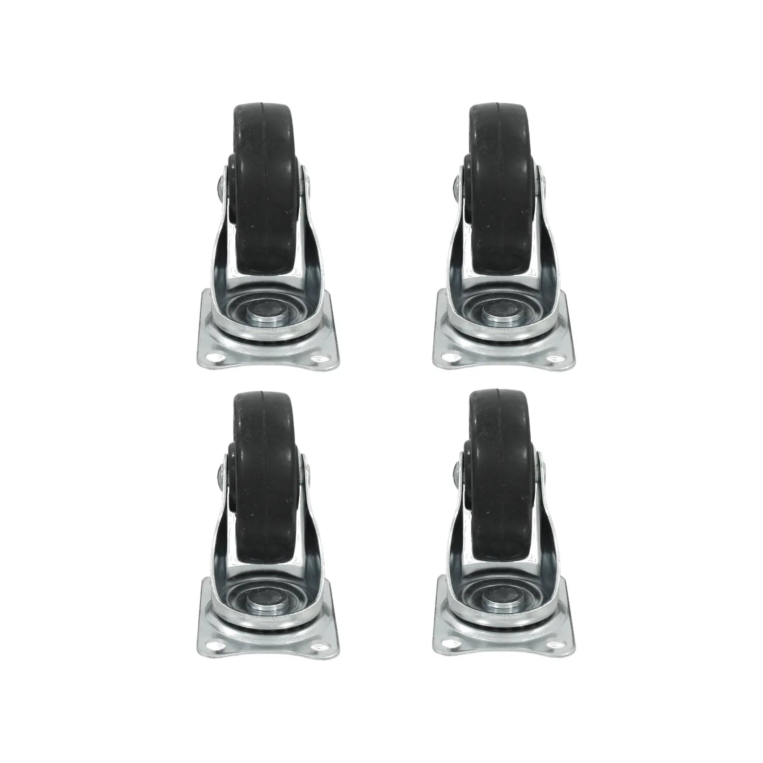 Juego de 4 rodajas giratorias de 3 pulgadas, rueda de caucho negro, base de metal resistente para carros y muebles.