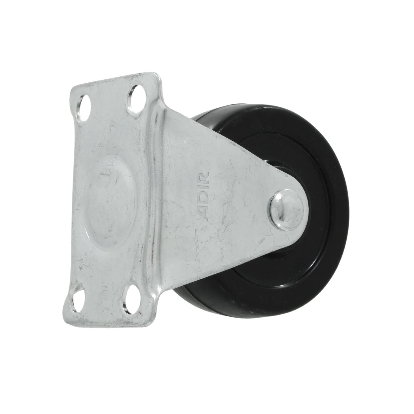 Rueda fija de metal Adir con placa de montaje y rueda negra para usos industriales o mobiliario