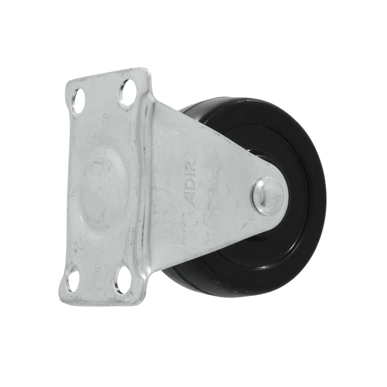Rueda fija de metal Adir con placa de montaje y rueda negra para usos industriales o mobiliario