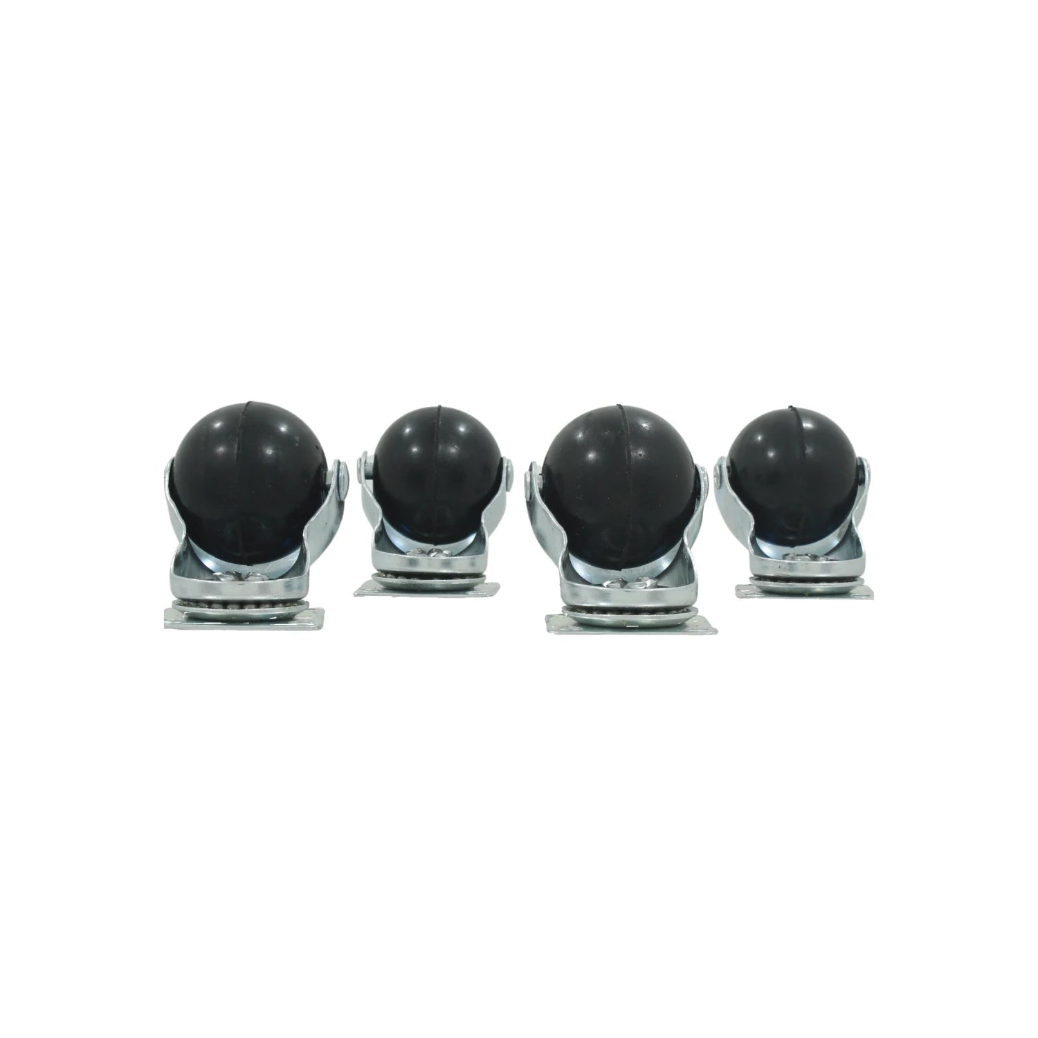 Rodajas de esfera giratorias de 1 1/2 pulgada, negras, 4 piezas con base metálica para muebles.