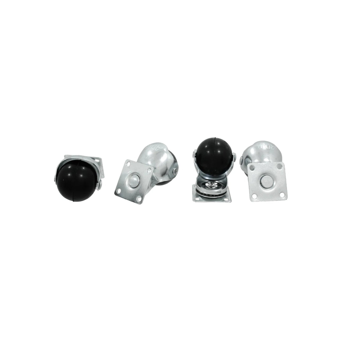 4 rodajas de esfera giratorias Adir con balín negro para muebles o equipos ligeros