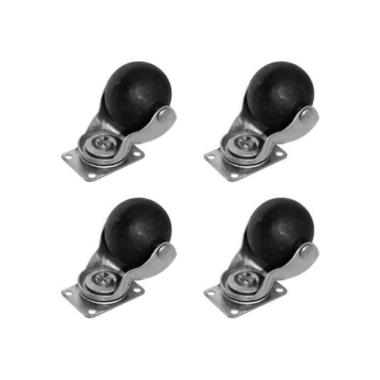 Rodajas de esfera giratorias de 2 pulgadas, juego de 4 piezas negras con base metálica para muebles