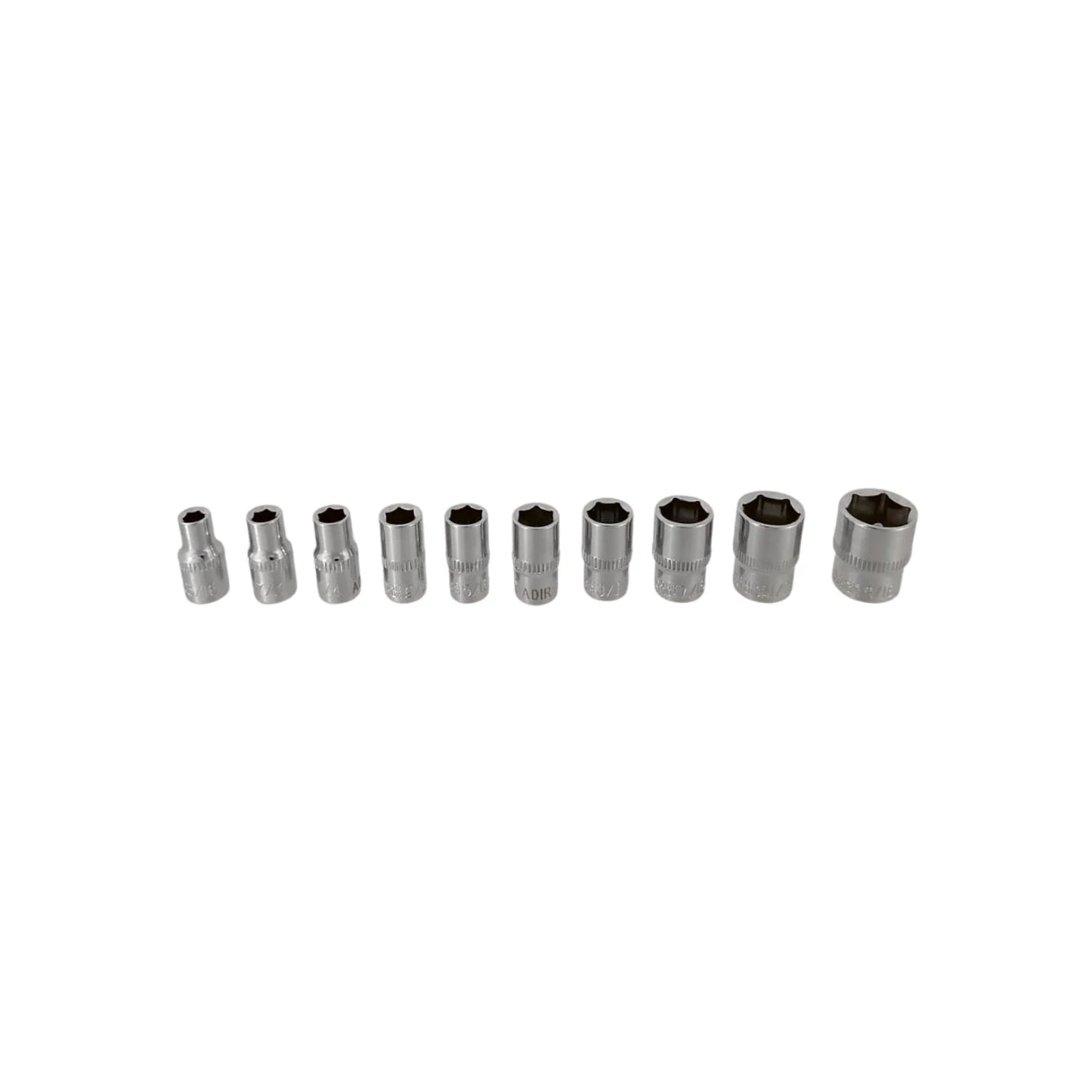 Juego de 10 dados estándar Adir cromados para matraca, herramientas manuales de calidad profesional