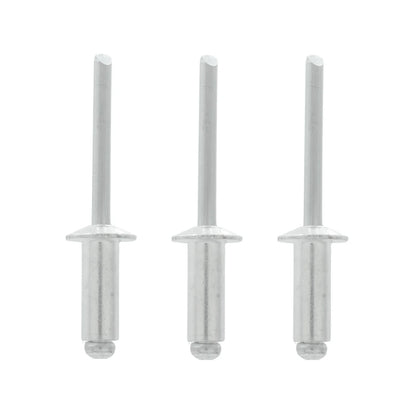 Fabricados de acero inoxidable y aluminio.,Remache de ¼" (6 mm).,Diámetro: 1/4,Diámetro de tapa: 1/2",Agarre de ¼",Contenido: 50 piezas. 