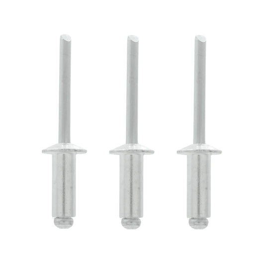 Fabricados de acero inoxidable y aluminio.,Remache de ¼" (6 mm).,Diámetro: 1/4,Diámetro de tapa: 1/2",Agarre de ¼",Contenido: 50 piezas. 