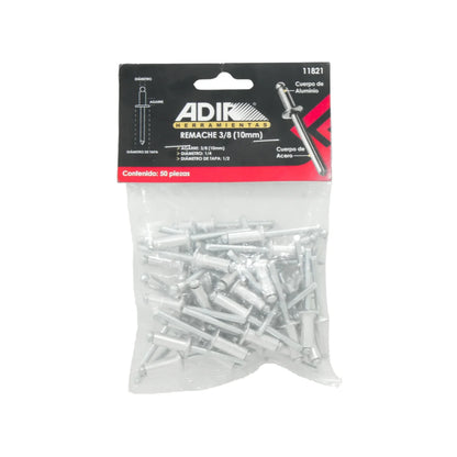 Remache 1/4"x1/2"x3/8" (10 mm) 50 piezas Adir 11821