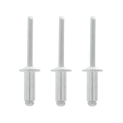 Fabricados de acero inoxidable y aluminio.,Remache de 3/8" (6 mm).,Diámetro: 1/2",Diámetro de tapa: 1/2",Agarre de 3/8",Contenido: 50 piezas. 