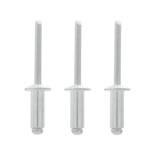 Fabricados de acero inoxidable y aluminio.,Remache de 3/8" (6 mm).,Diámetro: 1/2",Diámetro de tapa: 1/2",Agarre de 3/8",Contenido: 50 piezas. 