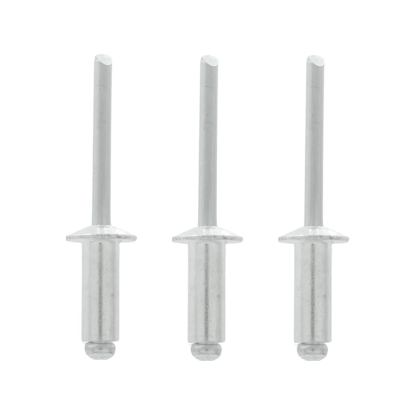 Fabricados de acero inoxidable y aluminio.,Remache de 1/2" (13 mm).,Diámetro: 1/4,Diámetro de tapa: 1/2",Agarre de 1/2",Contenido: 50 piezas. 