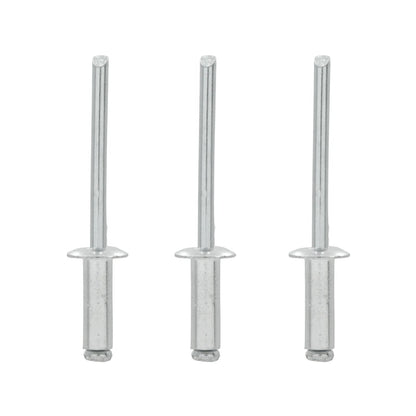 Remaches ciegos de aluminio 3/16" x 3/8", acabado metálico plateado para fijaciones seguras