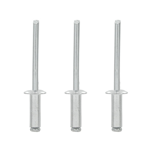 Tres remaches ciegos de aluminio plateado 3/16 x 3/8 pulg. para uniones duraderas