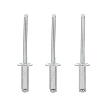 Fabricados de acero inoxidable y aluminio.,Remache de 1/2" (13 mm).,Diámetro: 3/16,Diámetro de tapa: 3/8",Agarre de 1/2",Contenido: 50 piezas.
