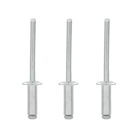 Fabricados de acero inoxidable y aluminio.,Remache de 1/2" (13 mm).,Diámetro: 3/16,Diámetro de tapa: 3/8",Agarre de 1/2",Contenido: 50 piezas.