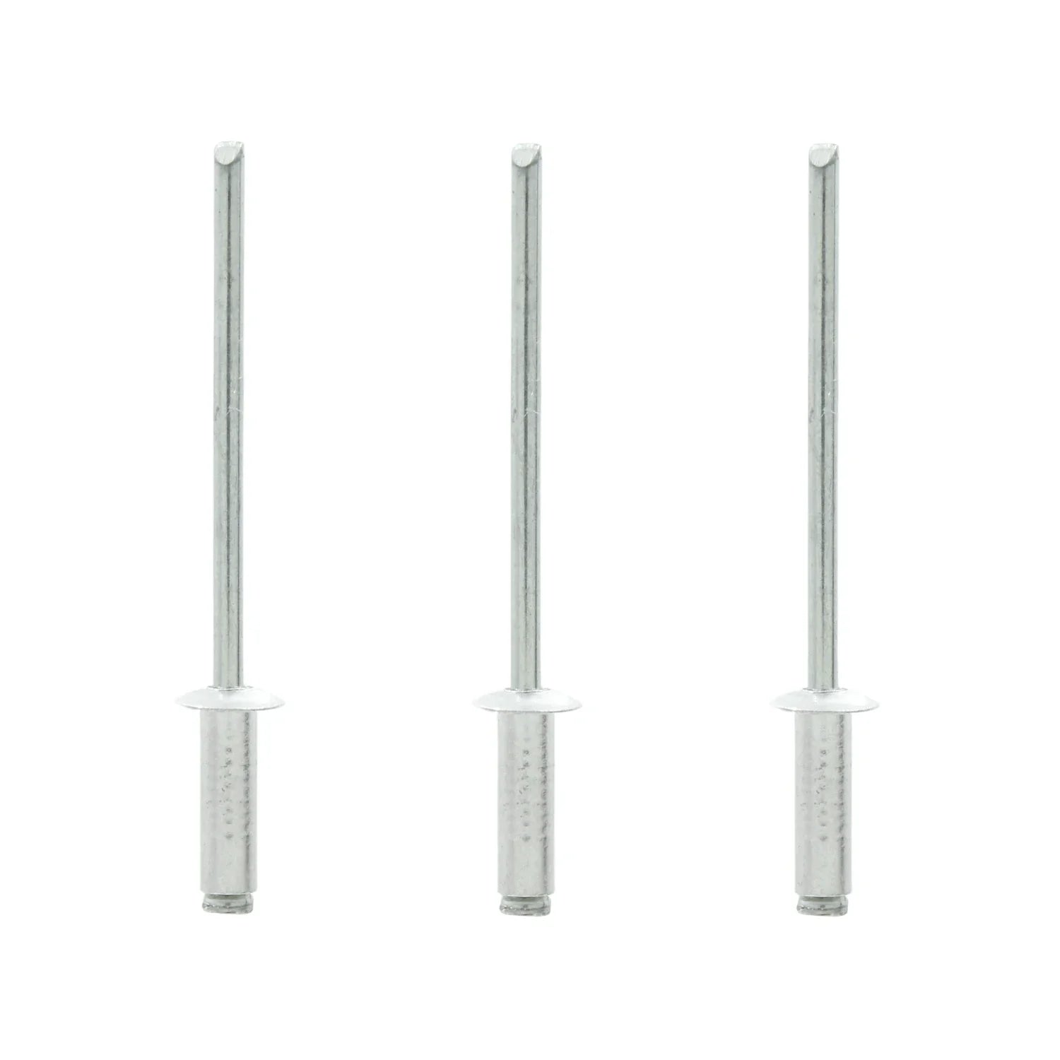 Fabricados de acero inoxidable y aluminio.,Remache de ¼" (6 mm).,Diámetro: 1/8,Diámetro de tapa: 1/8",Agarre de ¼",Contenido: 50 piezas.