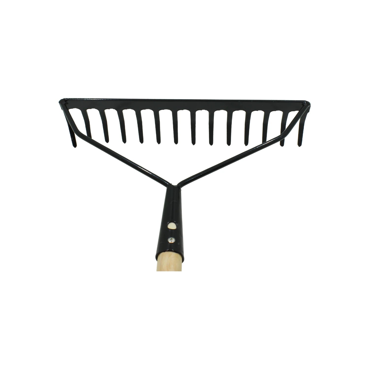 Rastrillo jardinero Adir de 14 dientes, cabeza de metal negro y mango de madera