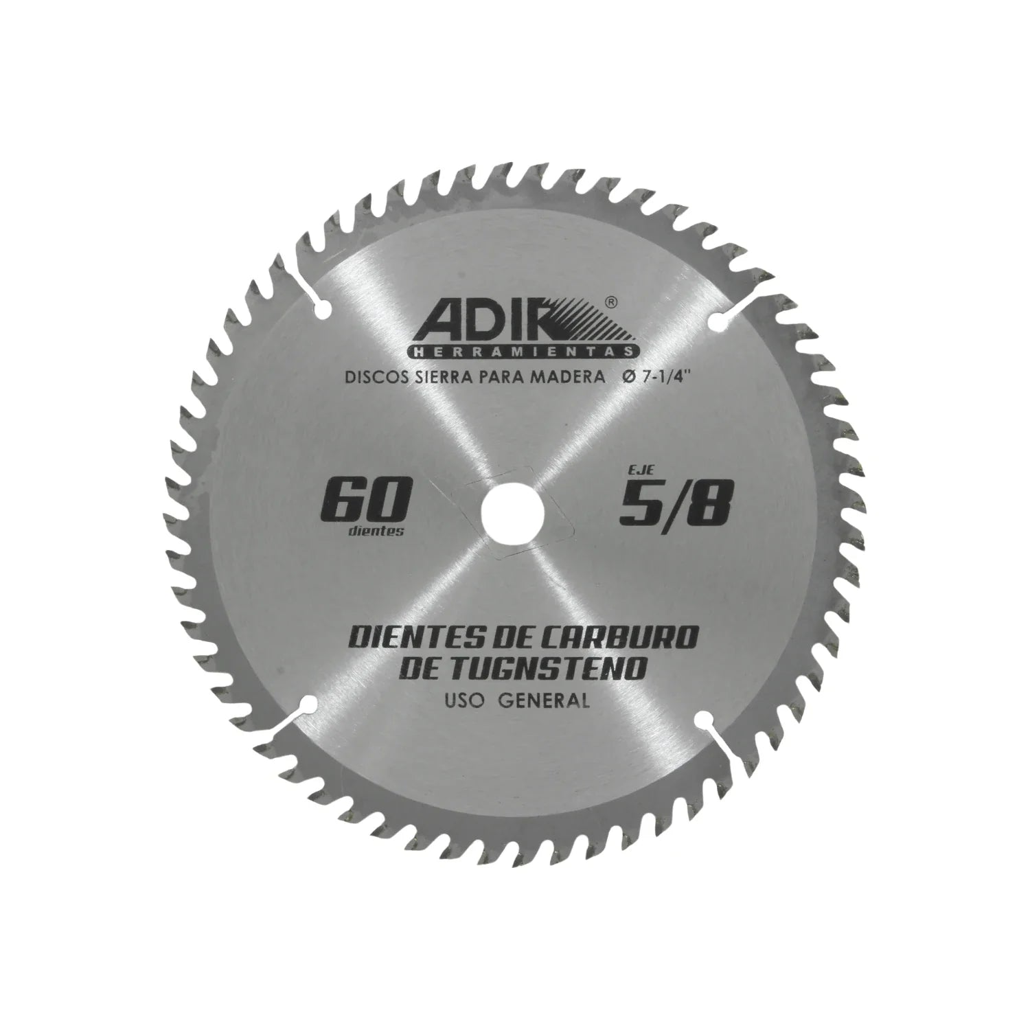 Disco sierra para madera.,Eje de 5/8”,60 dientes.,Dientes de carburo de tungsteno.