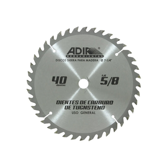 Sierra circular 7 1/2" de 40 dientes para madera Adir 15405