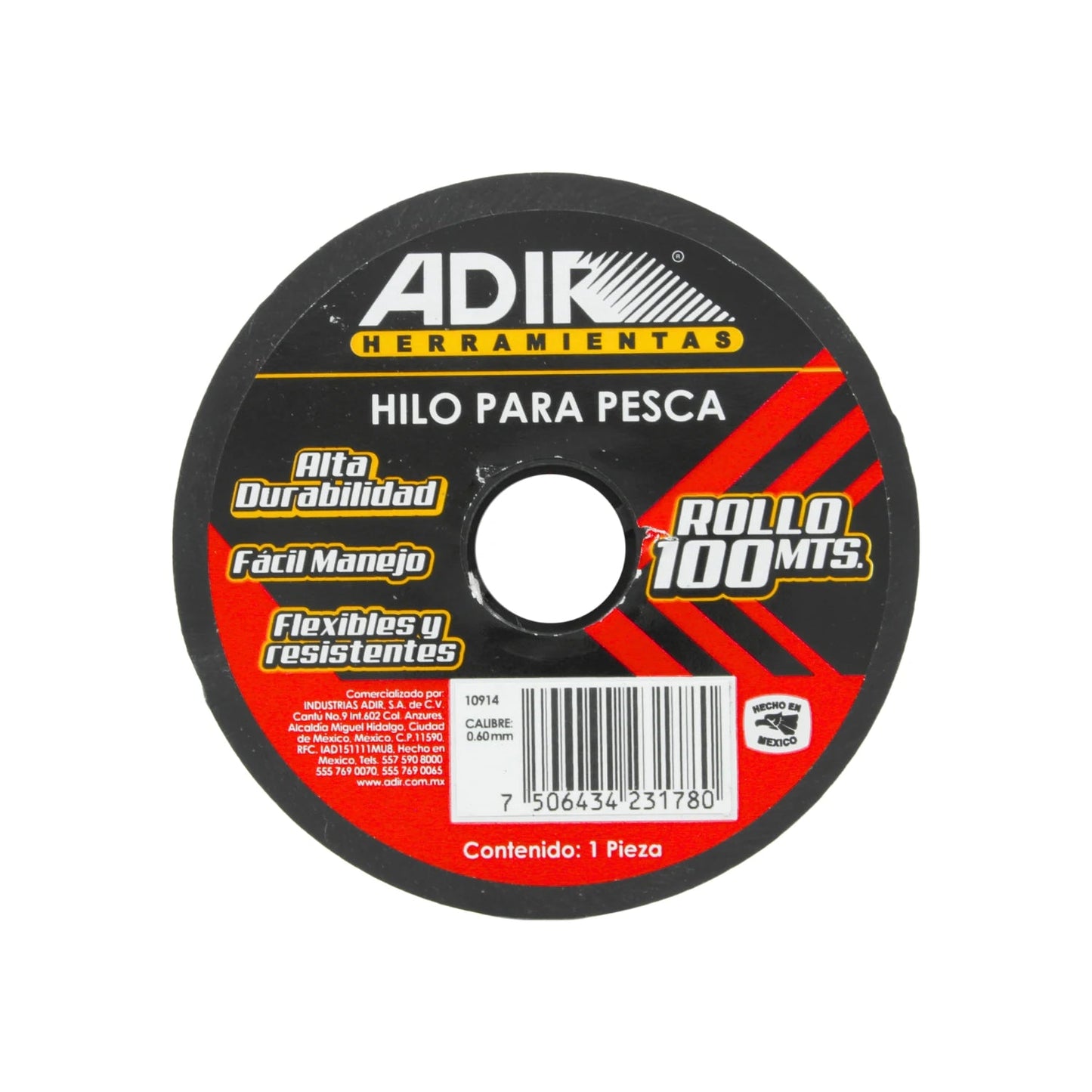 Hilo para pesca Adir 0.60mm x 100m, alta durabilidad, flexible y resistente, ideal para ferretería