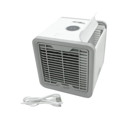 Enfriador de aire personal Adir 3 en 1 blanco/gris, mini ventilador y humidificador portátil con cable USB.
