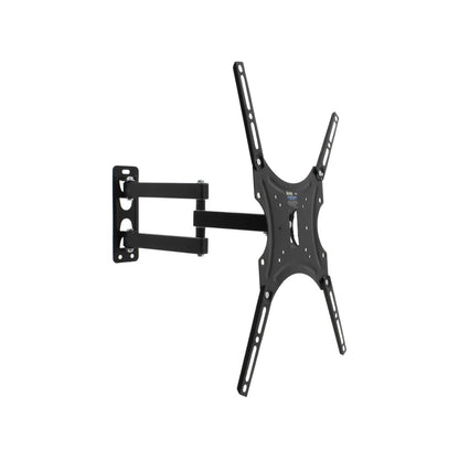 Soporte de televisión articulado negro para pared, con brazo giratorio, compatible con pantallas de 26 a 55 pulgadas.