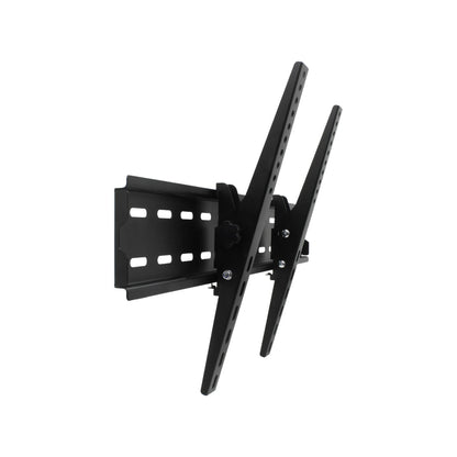 Soporte de pared para televisión negro, ajustable e inclinable, compatible con pantallas de 23 a 55 pulgadas.