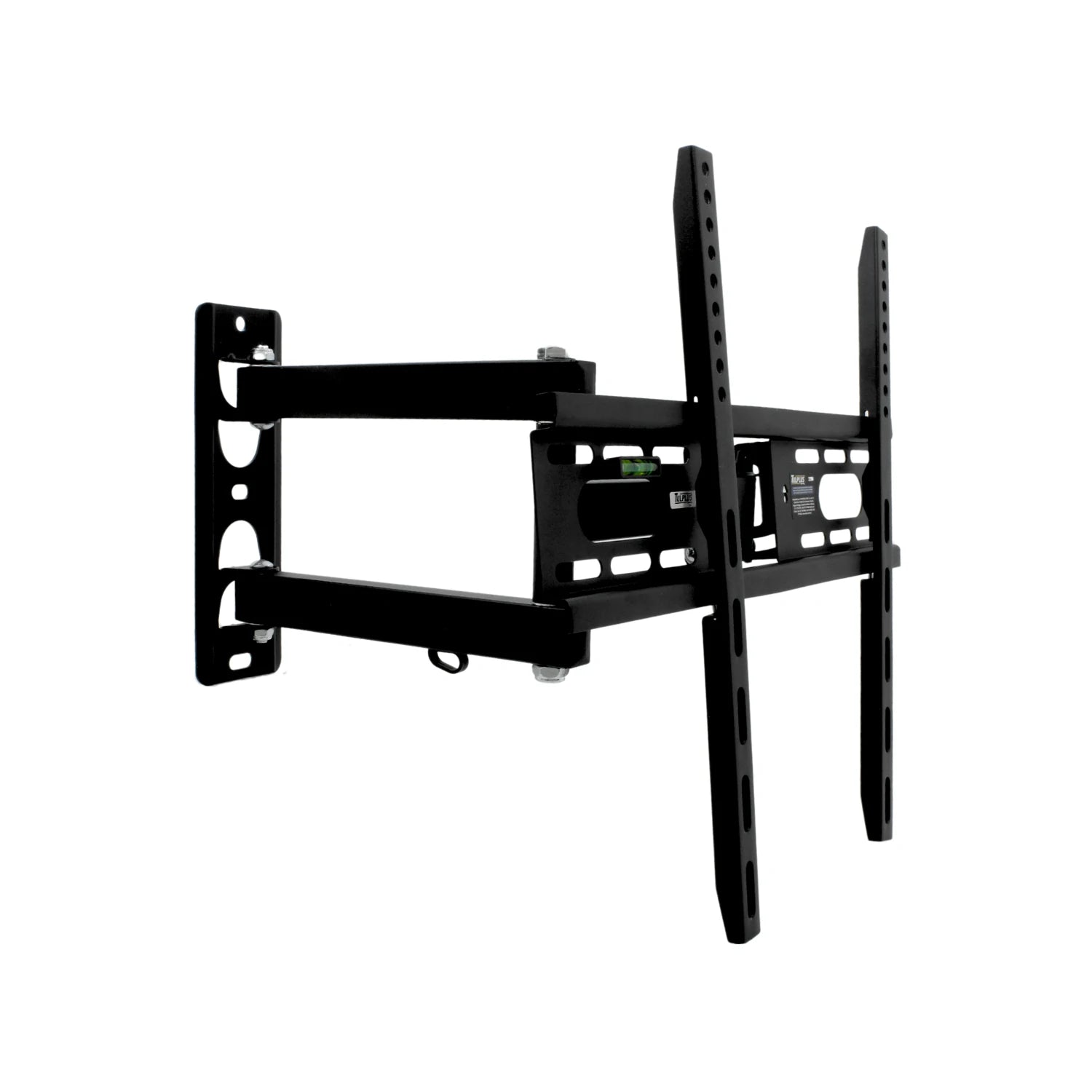 Soporte de pared articulado para TV negro, movimiento completo, con brazo extensible y nivel de burbuja integrado