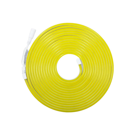 Tira LED neón flexible amarilla de 5 metros enrollada con conector, para iluminación decorativa