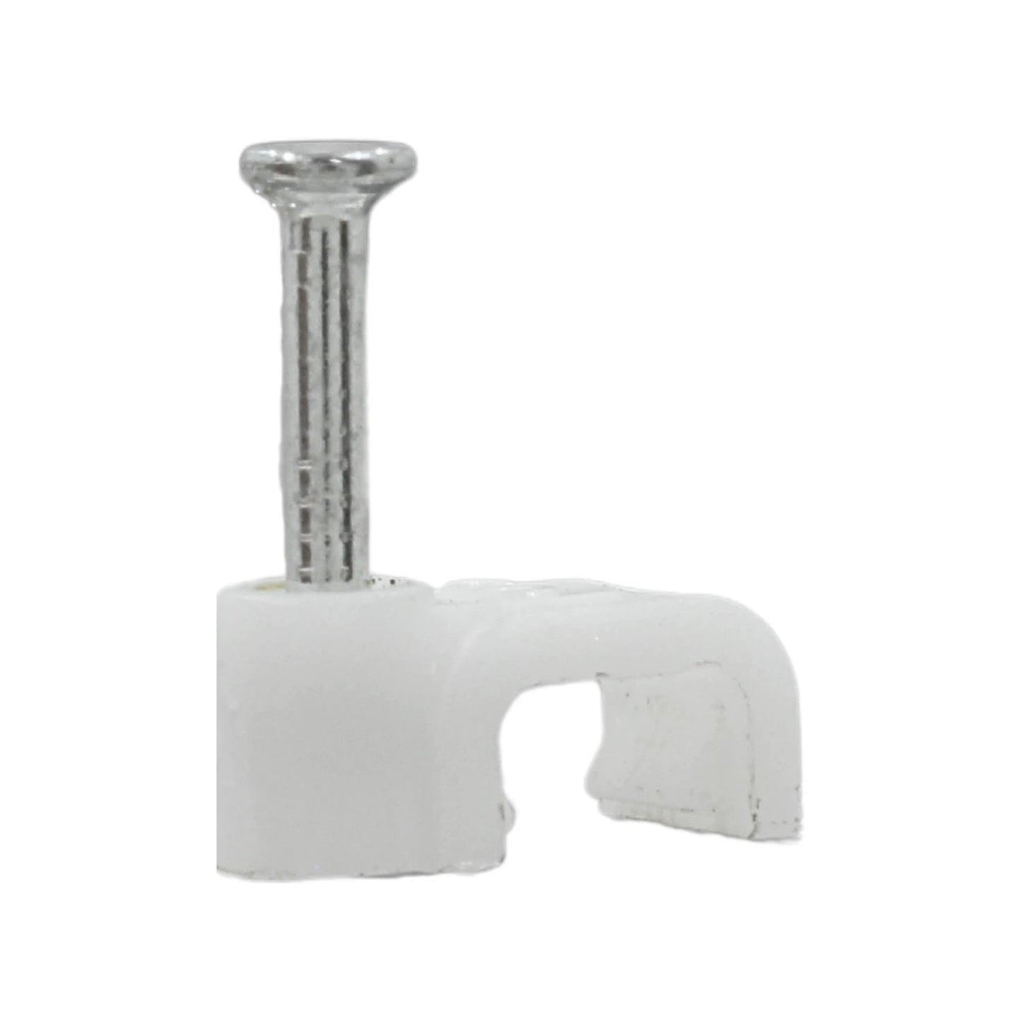 Grapa para cable recta blanca con clavo de acero para fijación de cables