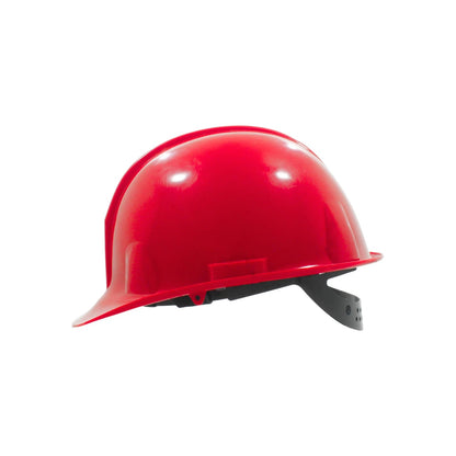 Casco de seguridad rojo para protección personal en construcción e industria