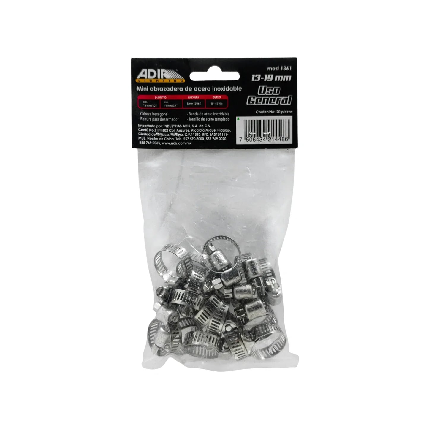 Abrazadera sin fin #6 1/2" 120 piezas Adir 1361