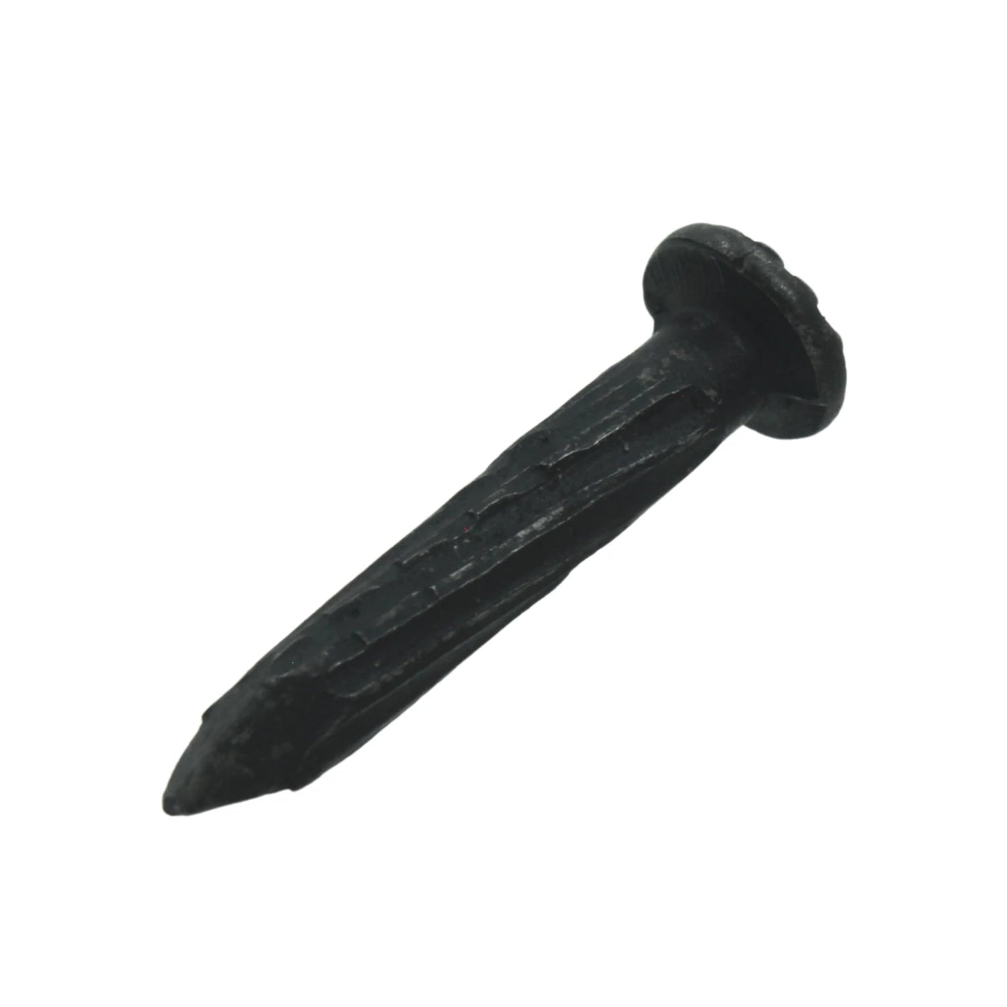Clavo para concreto calibre 8, acabado negro rugoso, cabeza ancha y punta cónica, ideal para fijación en mampostería