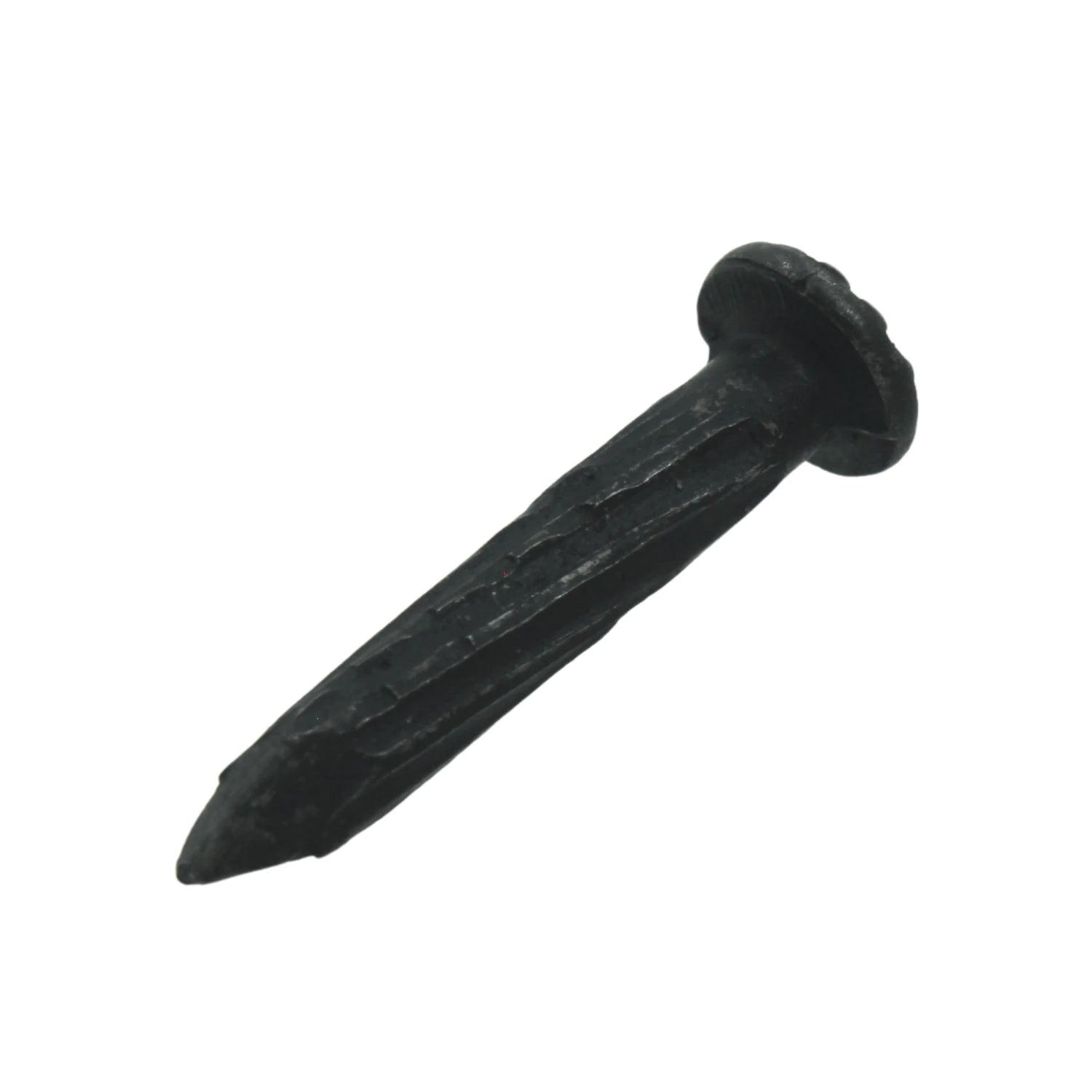 Clavo para concreto calibre 8, acabado negro rugoso, cabeza ancha y punta cónica, ideal para fijación en mampostería