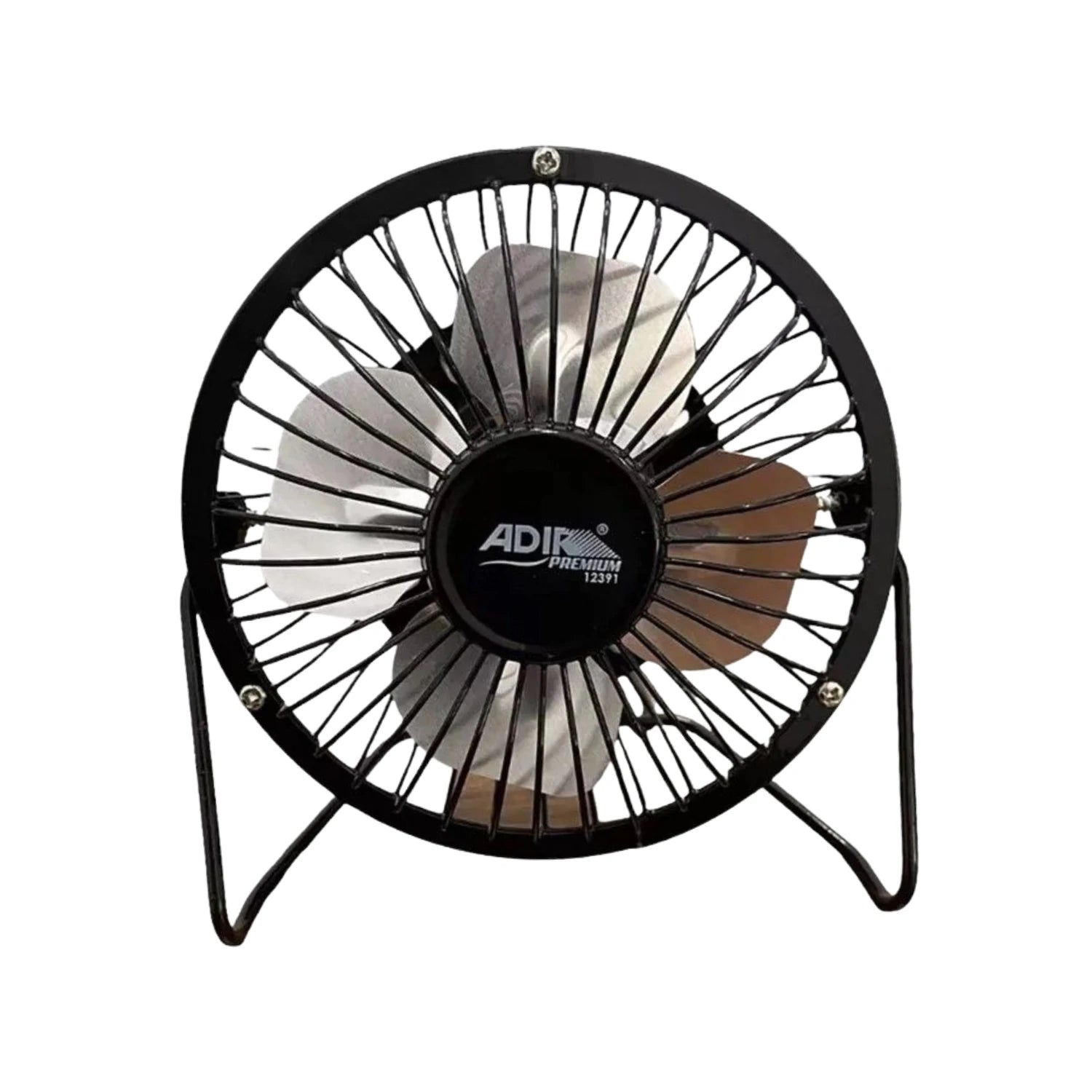 Ventilador mini USB Adir 12391 negro para escritorio, diseño portátil con rejilla metálica