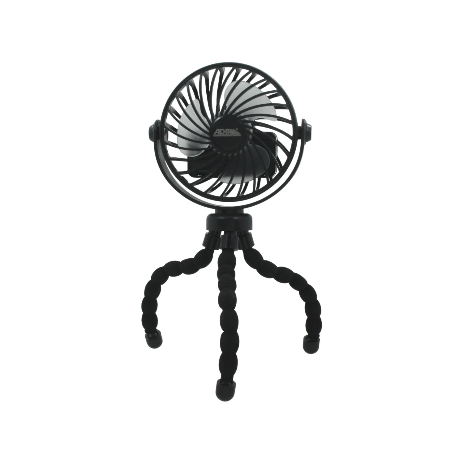 Ventilador mini portátil Adir negro con trípode flexible para escritorio o camping