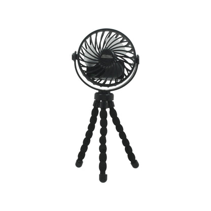 Ventilador mini portátil Adir negro con trípode flexible para escritorio o camping