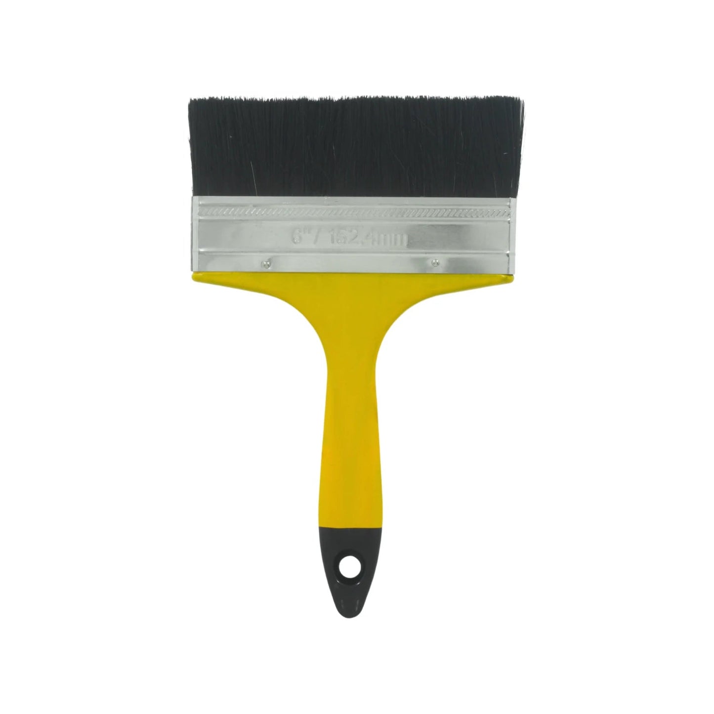 Brocha de pintura 6 pulgadas con mango ergonómico amarillo y cerdas negras para acabados