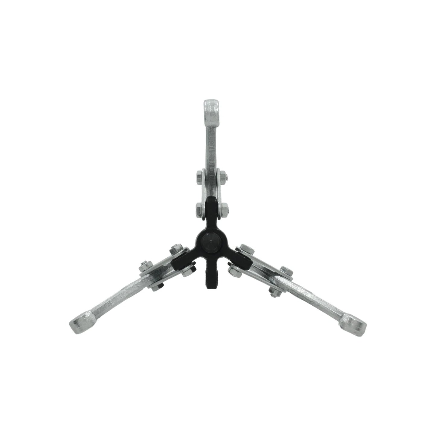 Extractor de polea de 3 patas metálico con ajuste manual para reparación automotriz y mecánica general.