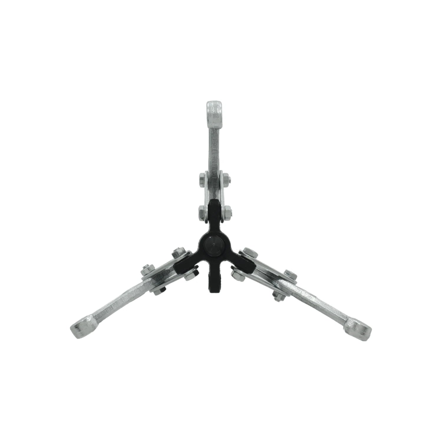 Extractor de polea de 3 patas metálico con ajuste manual para reparación automotriz y mecánica general.
