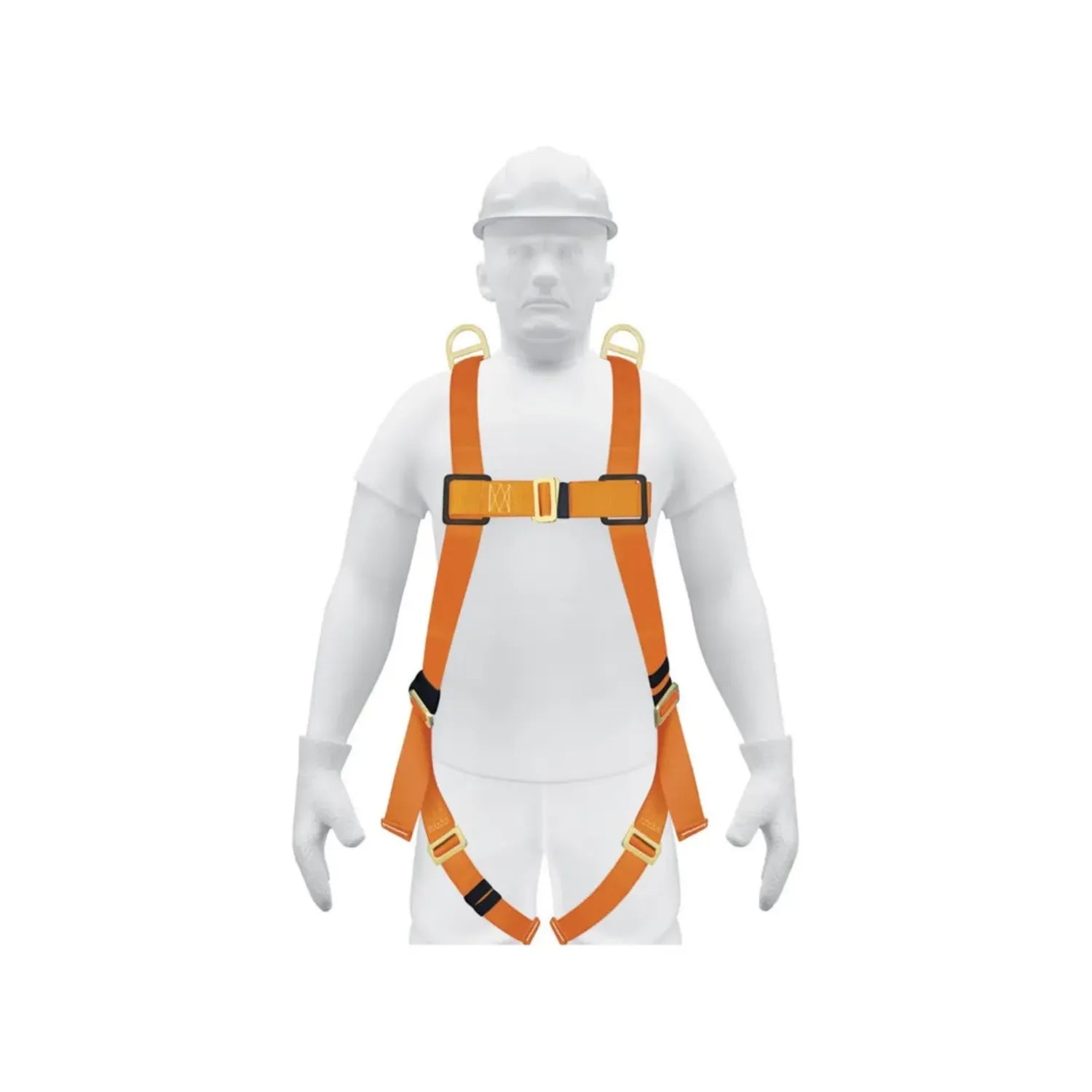 Arnés de seguridad anticaídas naranja con anillos D para protección en trabajo en alturas