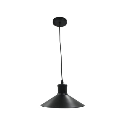 Lámpara de techo colgante negra, estilo industrial, pantalla cónica de metal para iluminación decorativa.