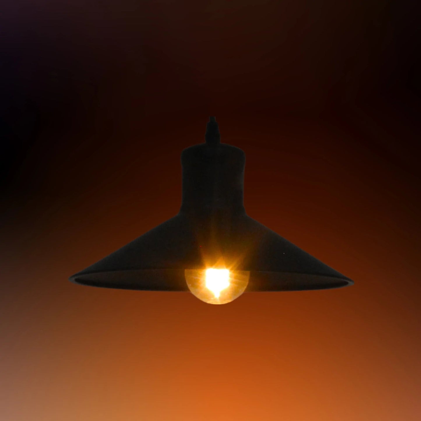 Lámpara colgante negra estilo industrial con bombilla incandescente de luz cálida, iluminación decorativa