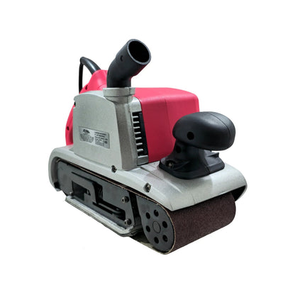 Lijadora de banda Adir 1200W 4x24 roja y plateada con recolector de polvo para madera