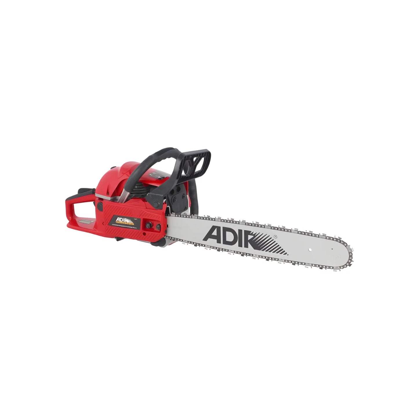 Motosierra Adir roja a gasolina 21 pulgadas 52cc para corte de madera, herramienta potente.