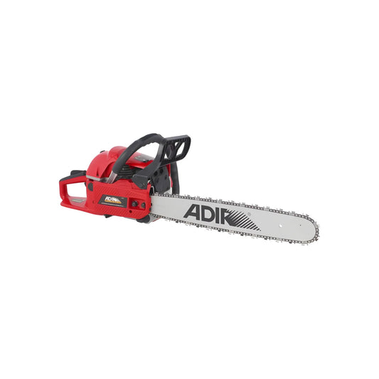 Motosierra Adir roja a gasolina 21 pulgadas 52cc para corte de madera, herramienta potente.