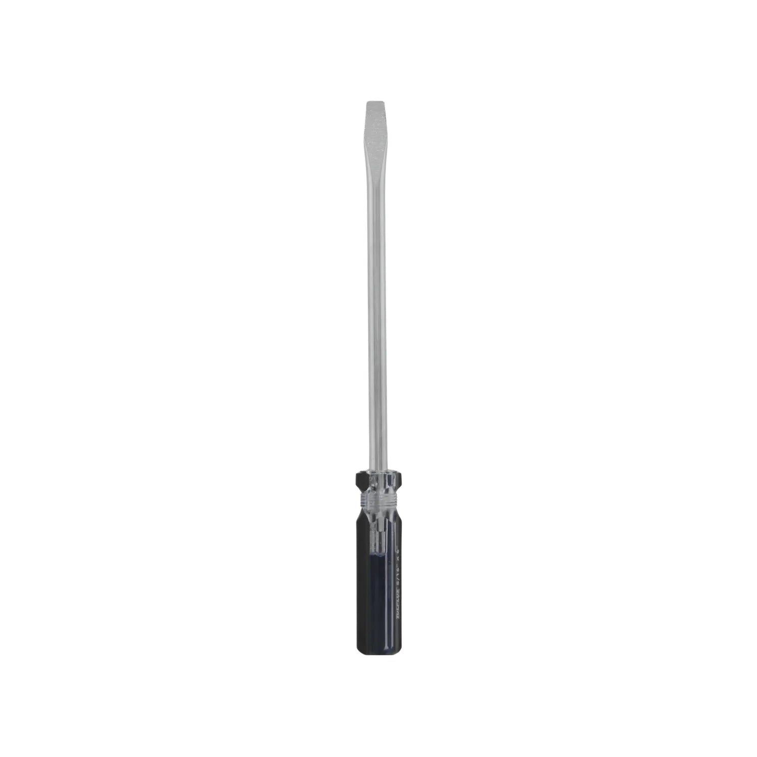 Destornillador plano de pala 5/16 x 6 pulgadas para tornillos ranurados, mango transparente y negro