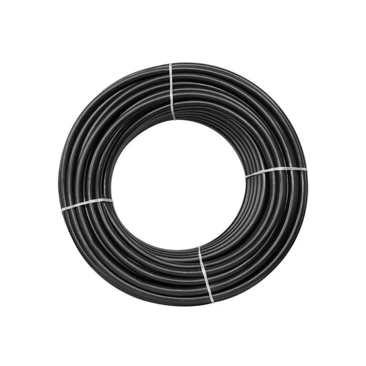 Rollo de poliducto negro 3/4 pulgada para tuberías de agua, riego y jardinería.