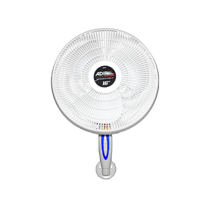 Ventilador de pared Adir Premium de 16 pulgadas color blanco con rejilla protectora circular y base ajustable