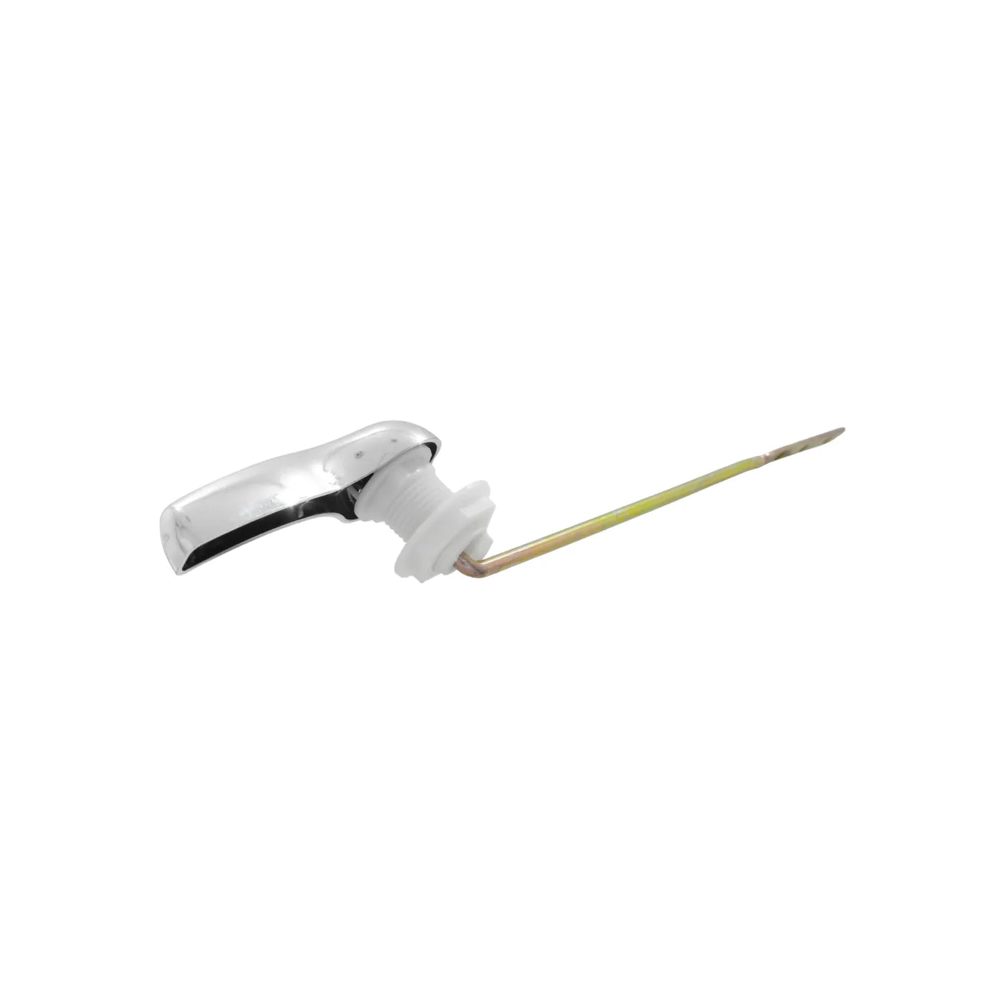 Palanca para inodoro con manilla cromada y brazo metálico, repuesto universal para descarga de estanque de baño.
