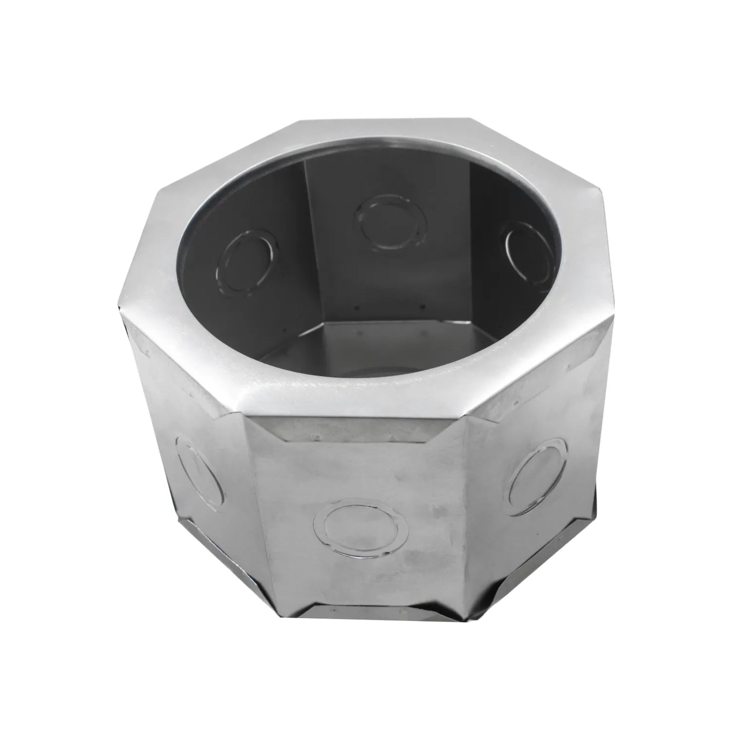 Caja octogonal metálica galvanizada para instalaciones eléctricas con troqueles para tubería conduit silver