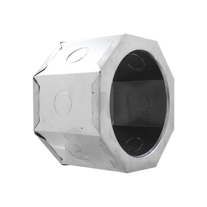 Caja eléctrica octagonal metálica de acero galvanizado con orificios troquelados para conexiones conduit